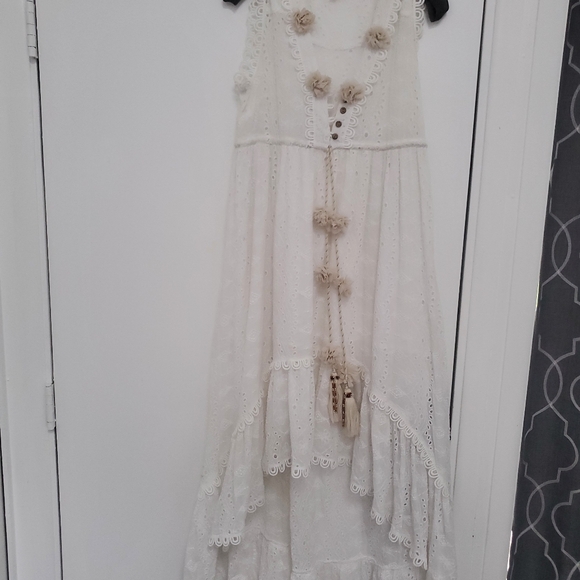 White High Low Dress with Ruffle Bottom Beach Cover Up - Picture 2 of 3